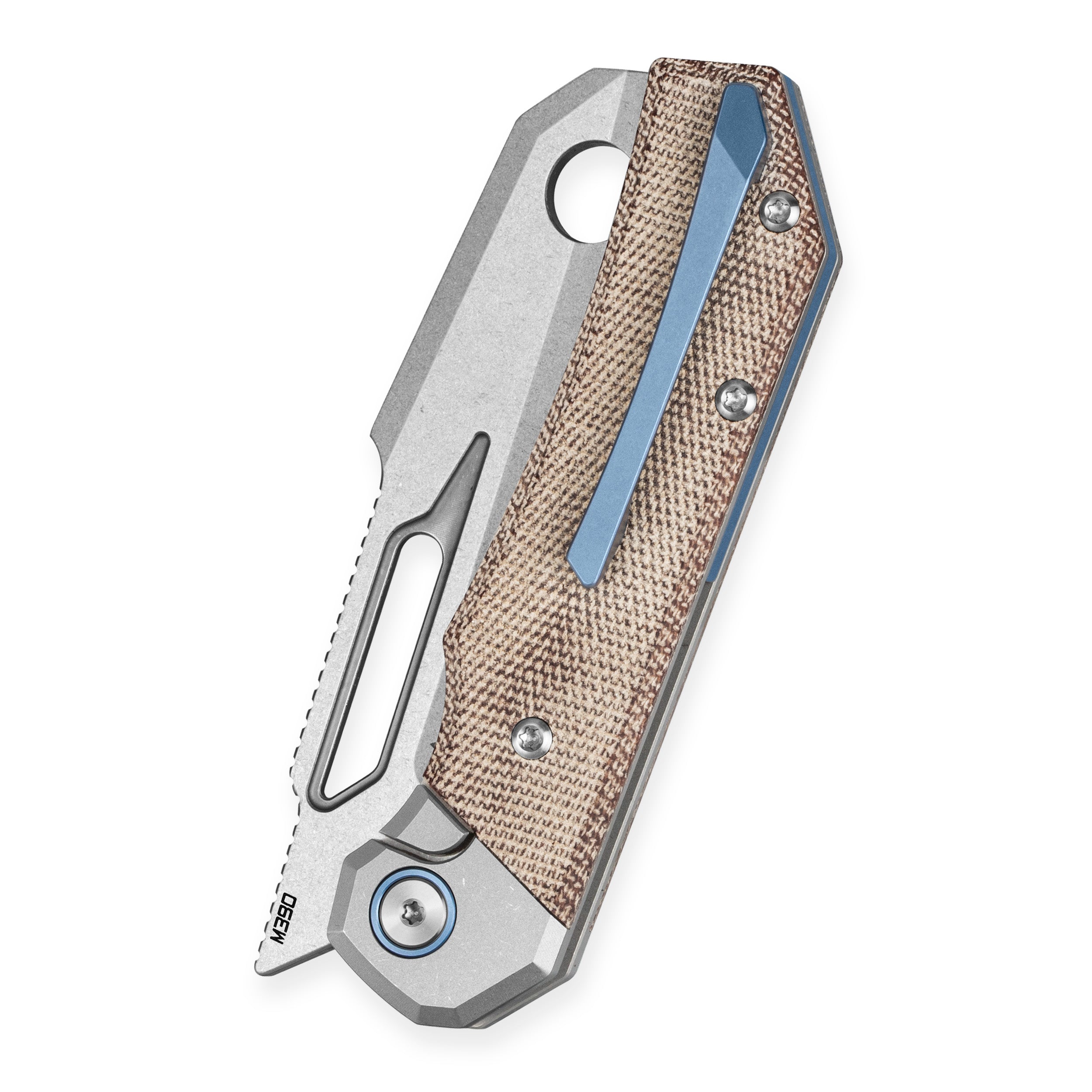 Bestech Nyrrdreki BT2607A M390 Blade Titanium + Micarta Handle Button Frame Lock Folding Knife
