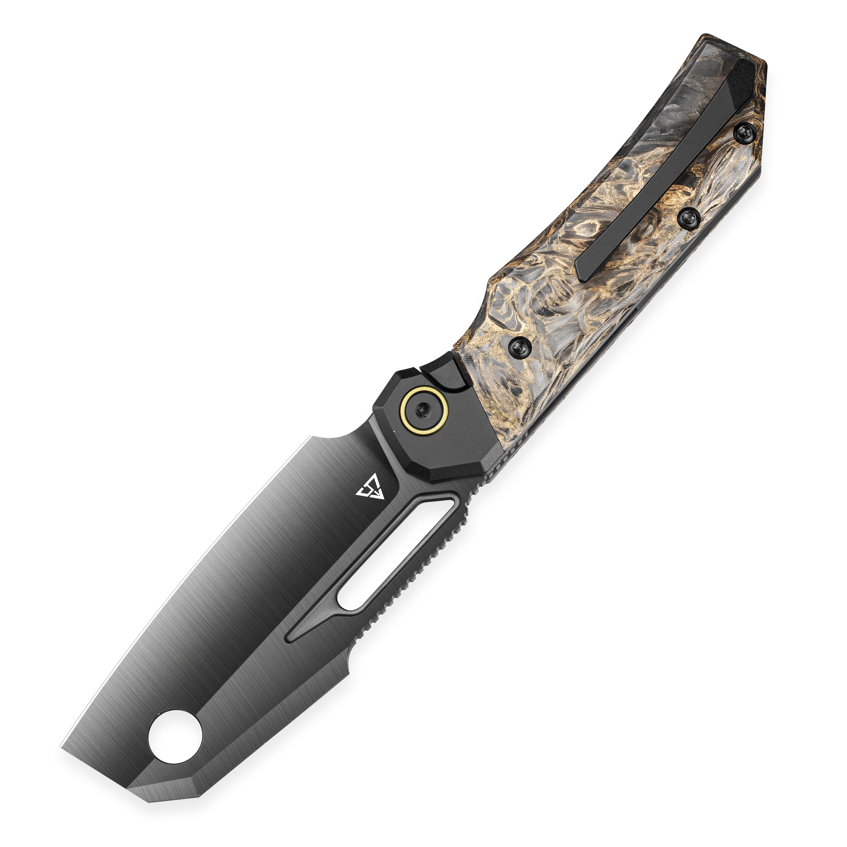 Bestech Nyrrdreki BT2607D M390 Blade Titanium + Carbon Fiber Handle Button Frame Lock Folding Knife