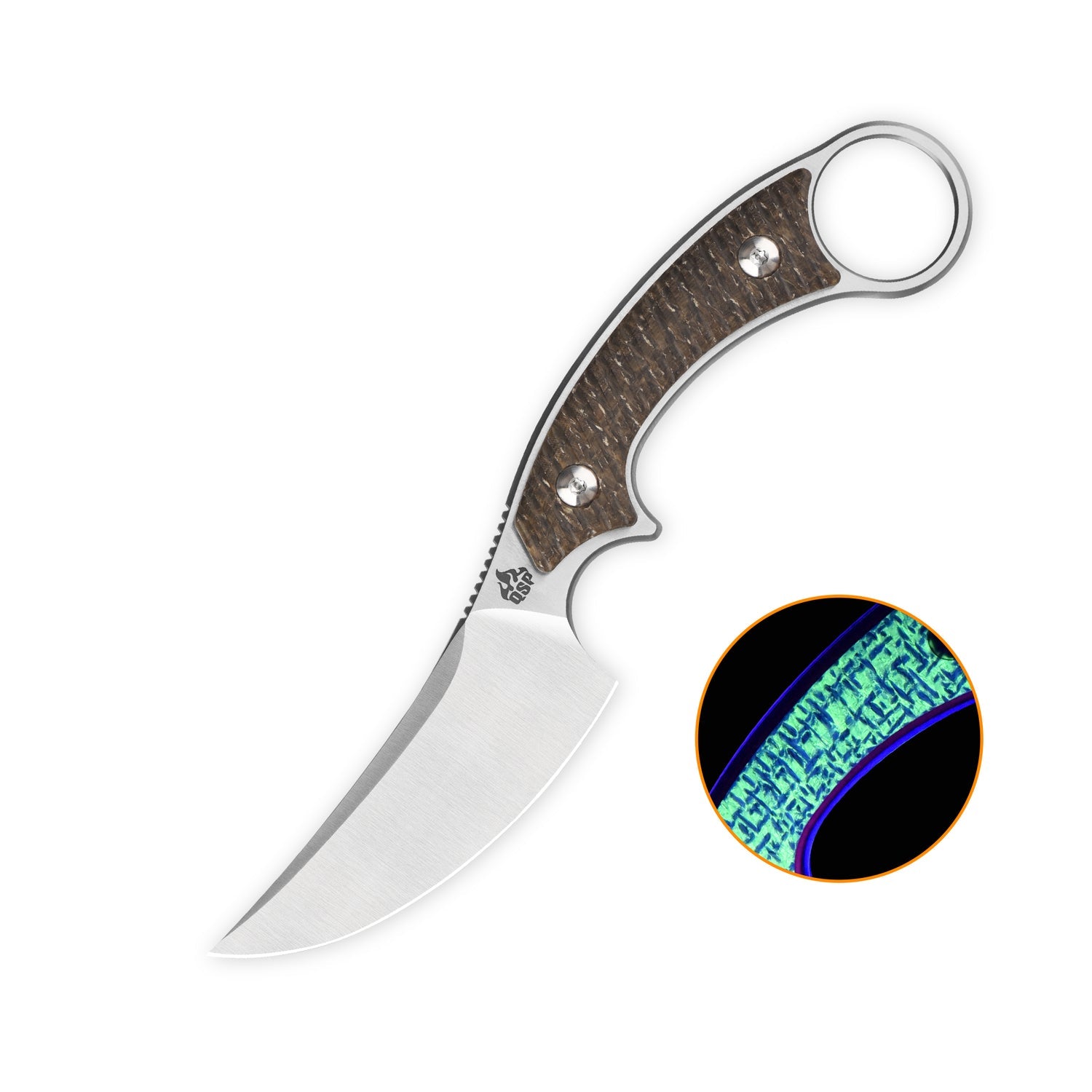 QSP Baby Viper QS178-B1 10Cr15MoV Blade Glow-in-the-Dark Micarta Handle Fixed Blade Knife