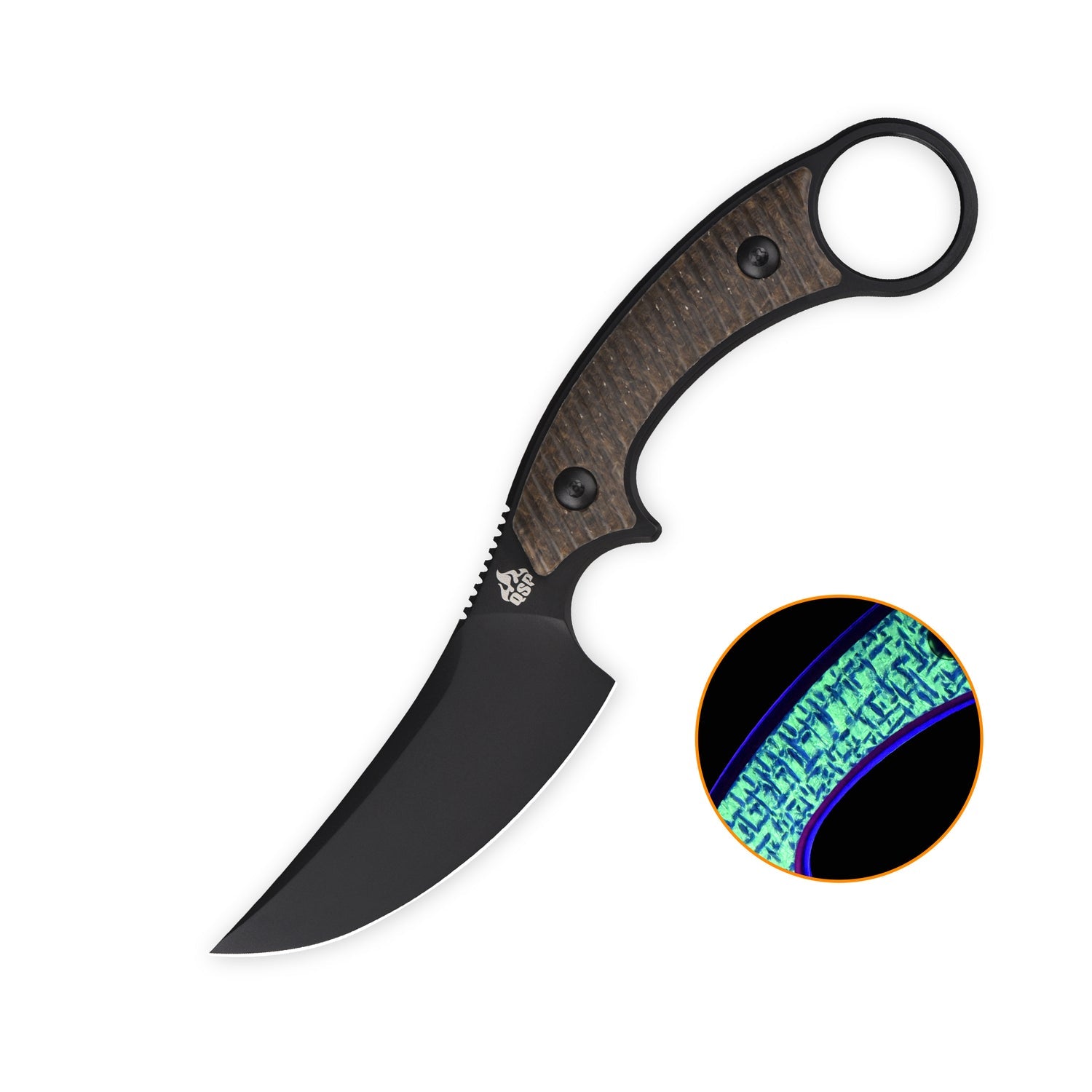 QSP Baby Viper QS178-B2 10Cr15MoV Blade Glow-in-the-Dark Micarta Handle Fixed Blade Knife