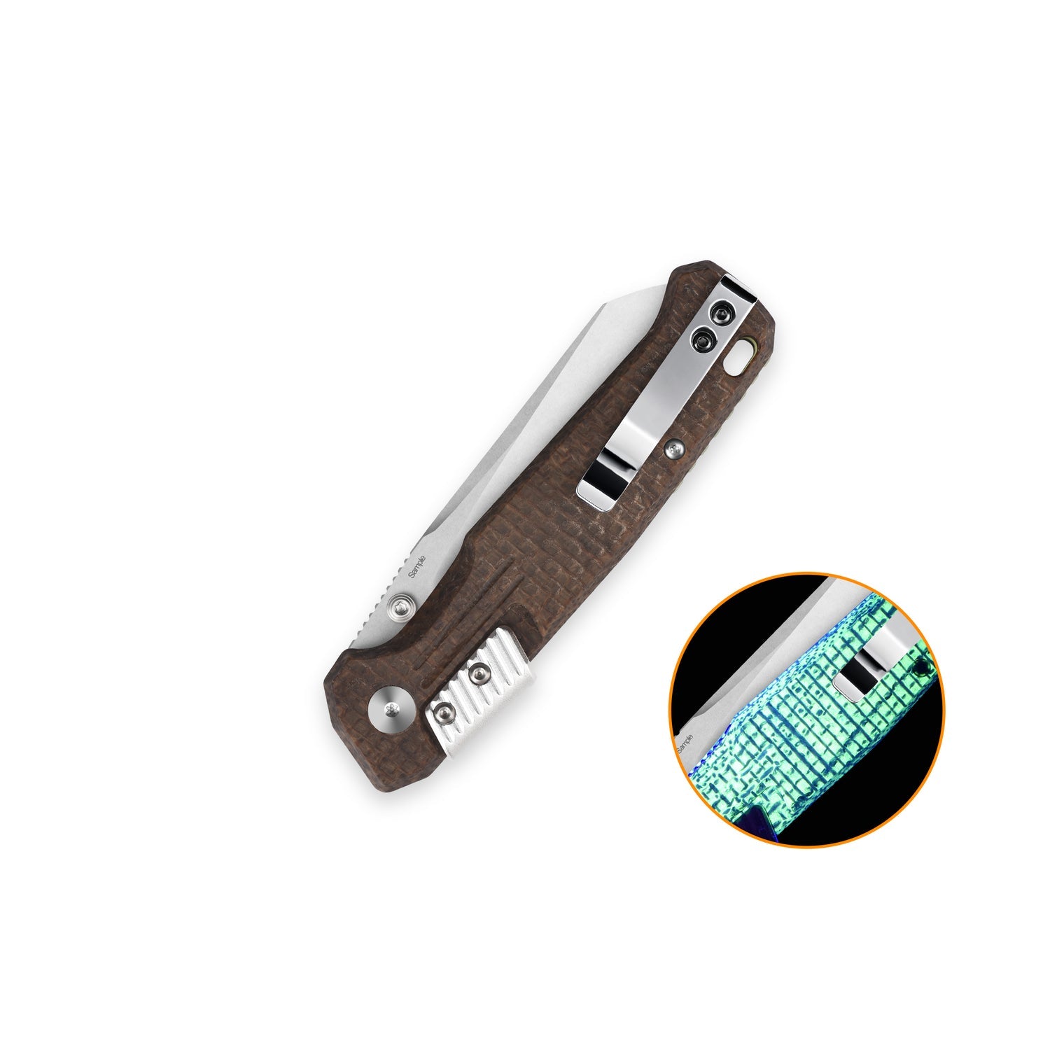 QSP Badger QS181-B1 Nitro-V Blade Glow-in-the-Dark Micarta Handle Rack Lock Folding Knife