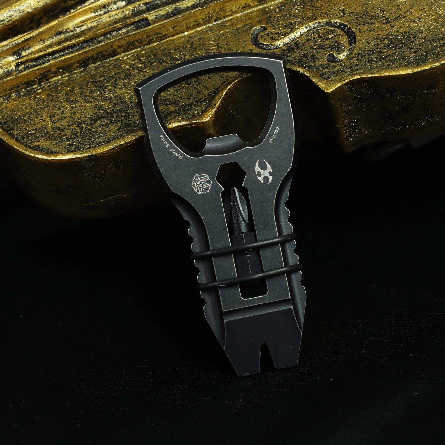 Kansept EDC PryofSorts C010A2 EDC Multi-Tool Blackwash Titanium Bottle Opener, Pry Bar & Screwdriver
