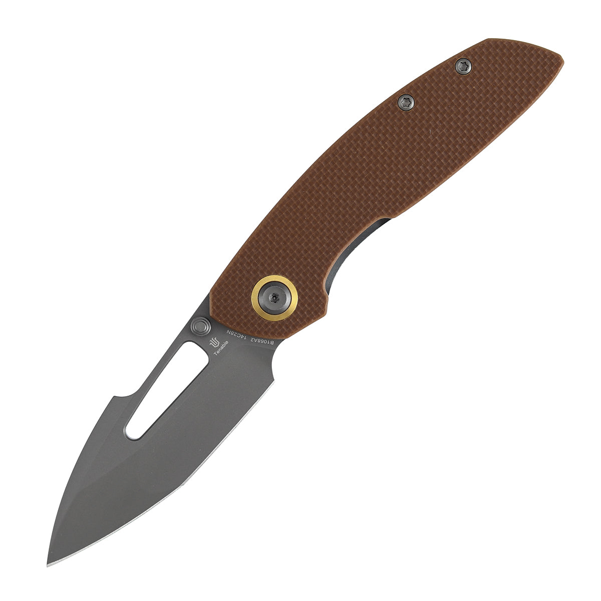 Tenable Link B1068A2 Gray TiCn Coated 14C28N Blade Brown G10 Handle Liner Lock Folding Knife
