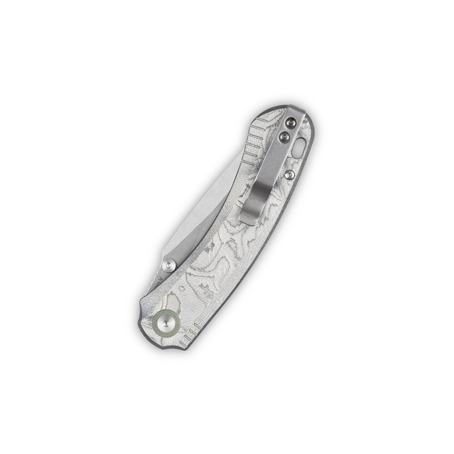 QSP Coyote QS174-D1 Stonewashed Nitro-V Blade Aluminum Foil G10 Handle Button Liner Lock Folding Knife