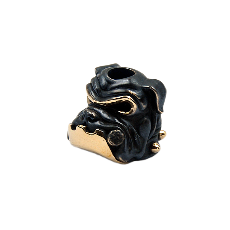 Apeshkov Bulldog brass Silver Custom Knife lanyard bead