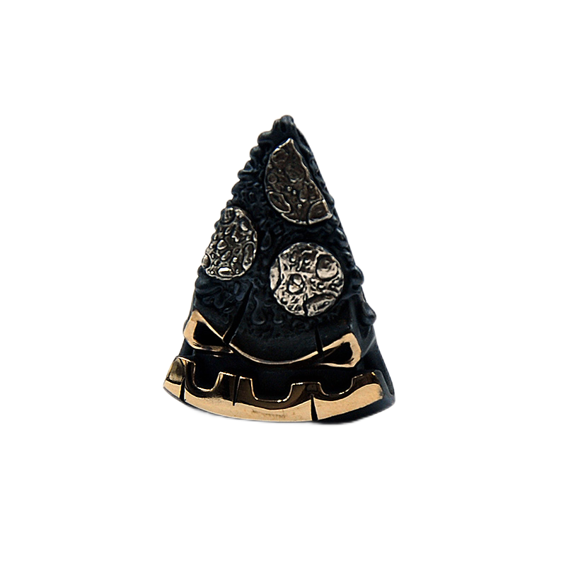 Apeshkov Pizza brass Silver Custom Knife lanyard bead