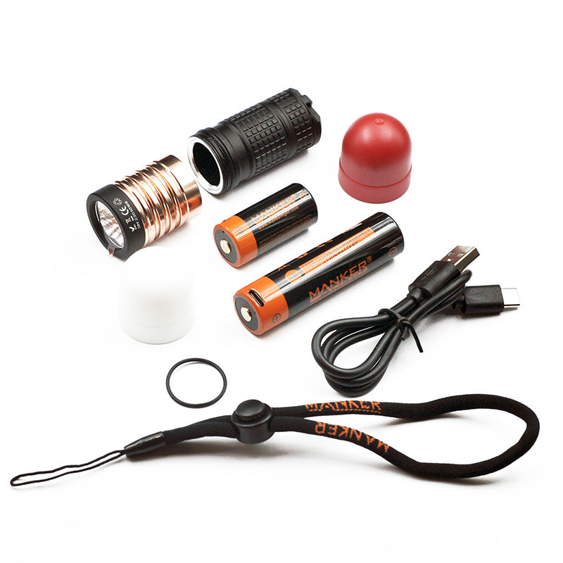 Manker Flashlight E14 IV Brightest EDC Flashlight Dual Use 18650 and 18350 Battery