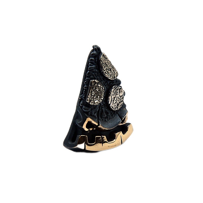 Apeshkov Pizza brass Silver Custom Knife lanyard bead