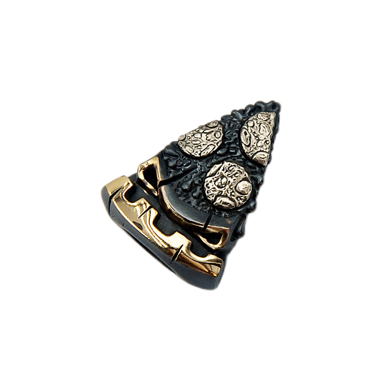 Apeshkov Pizza brass Silver Custom Knife lanyard bead