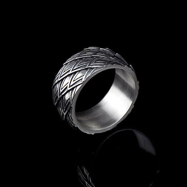 DYQ JEWELRY Dragon Scale II Ring 925 Silver Ring Wide Ring Man's Ring