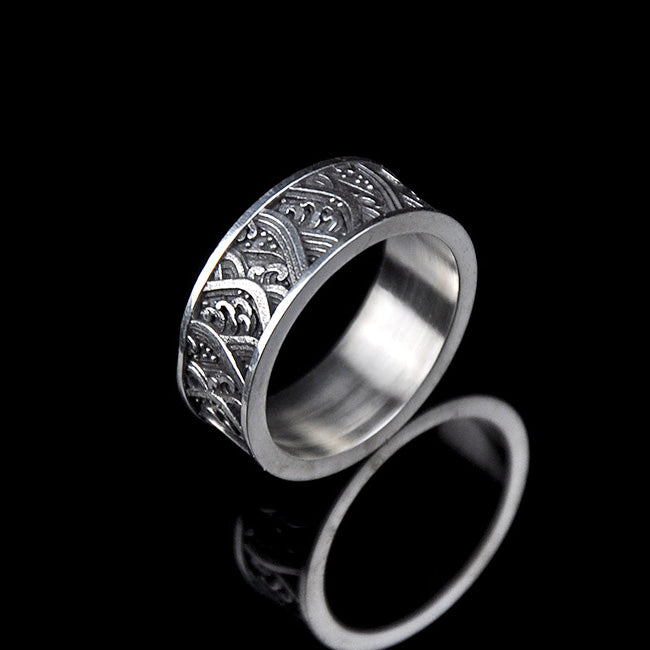 DYQ Jewelry Japan Wave Ring 925 Silver Ring Wide Ring Man's Ring