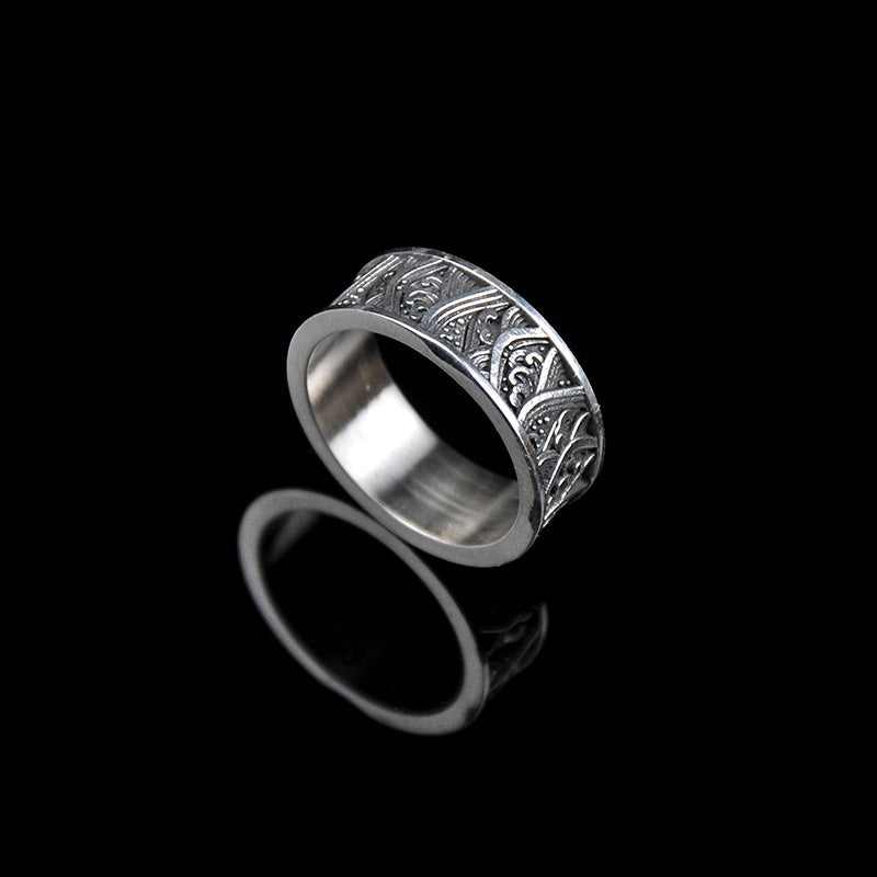 DYQ Jewelry Japan Wave Ring 925 Silver Ring Wide Ring Man's Ring