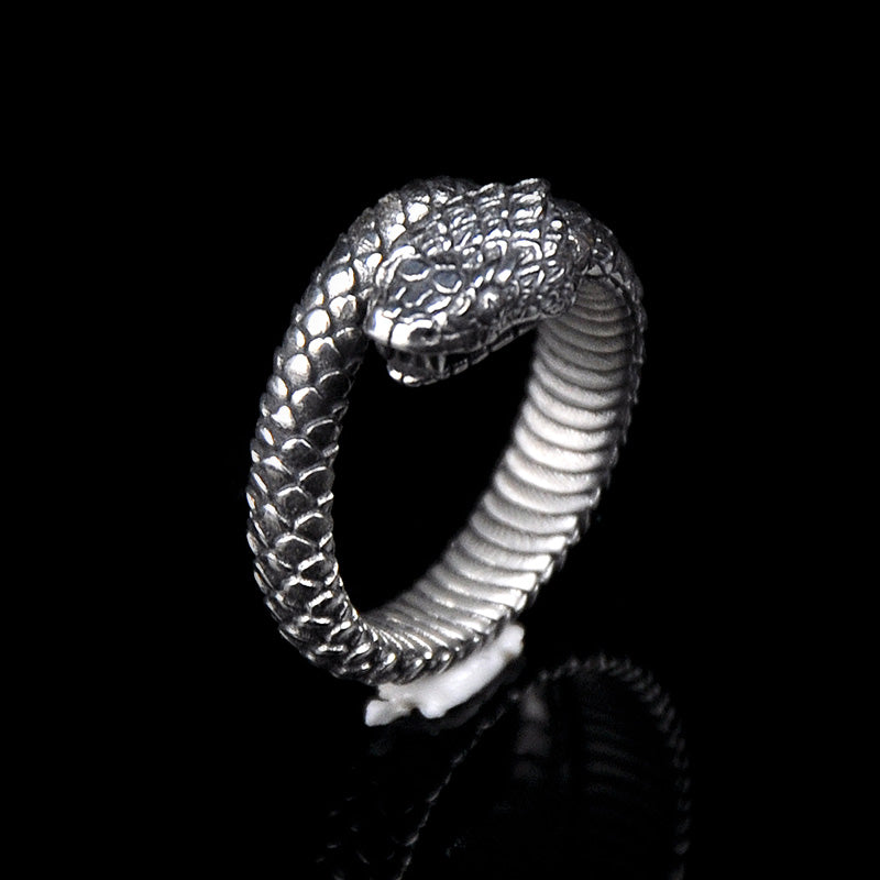 DYQ Jewelry Snake Ring 925 Silver Ring Man's Ring Antique Snake Ring