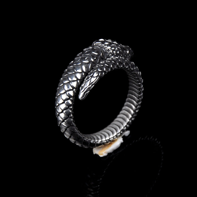 DYQ Jewelry Snake Ring 925 Silver Ring Man's Ring Antique Snake Ring