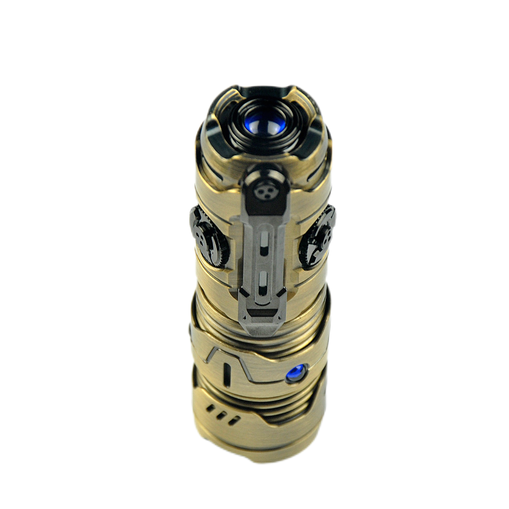 Mankerlight Timeback III EDC Flashlight Spinner Flashlight Use 18350 Battery Brass