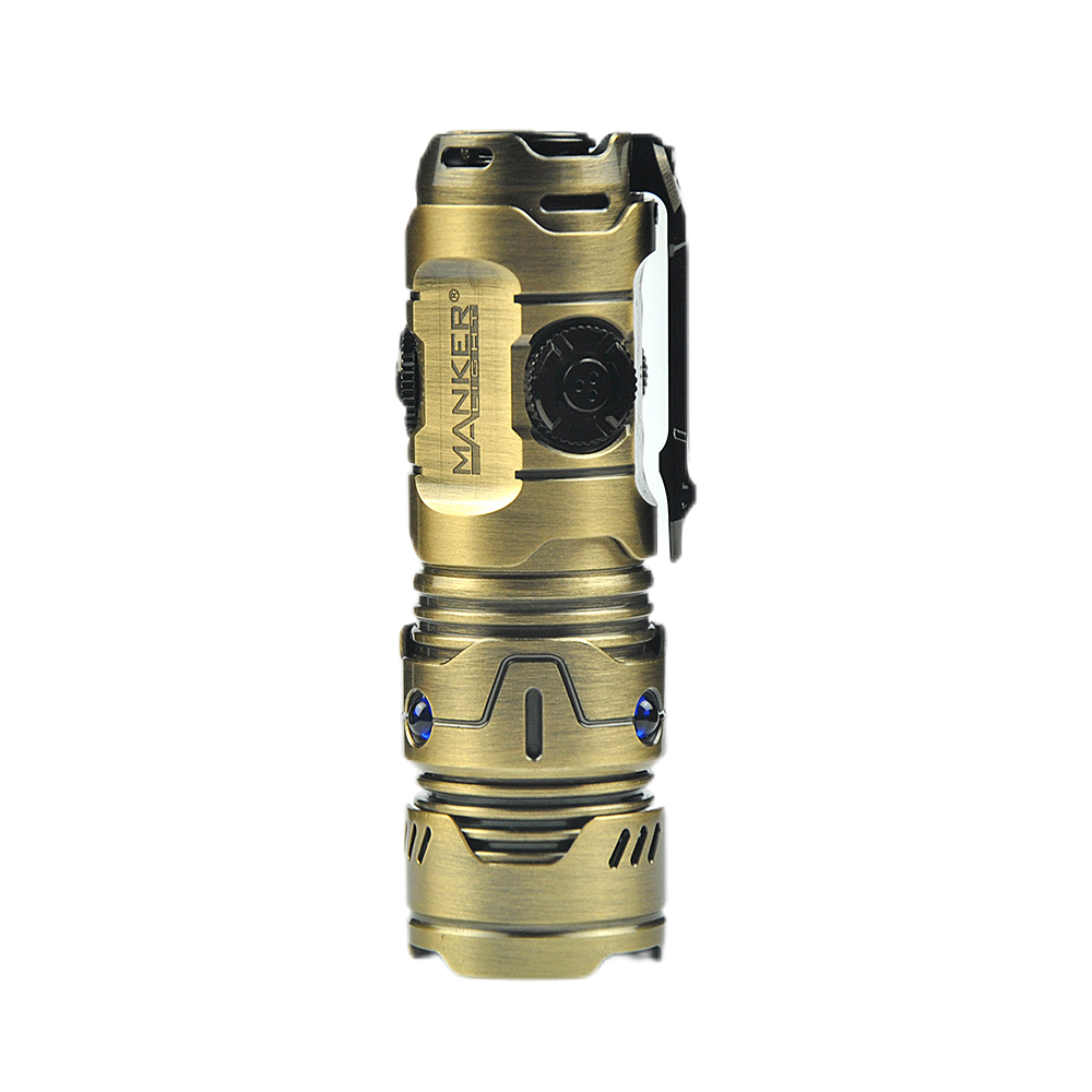Mankerlight Timeback III EDC Flashlight Spinner Flashlight Use 18350 Battery Brass