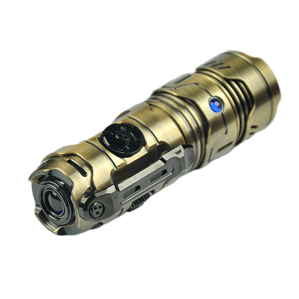 Mankerlight Timeback III EDC Flashlight Spinner Flashlight Use 18350 Battery Brass
