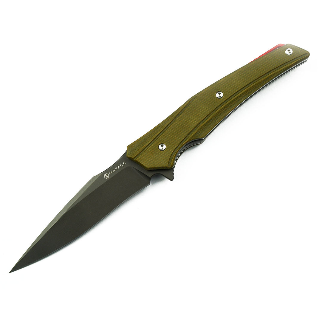 Maxace Knives Ranger MGR03 XW42 Blade Green Micarta Handle Liner Lock Folding Knife