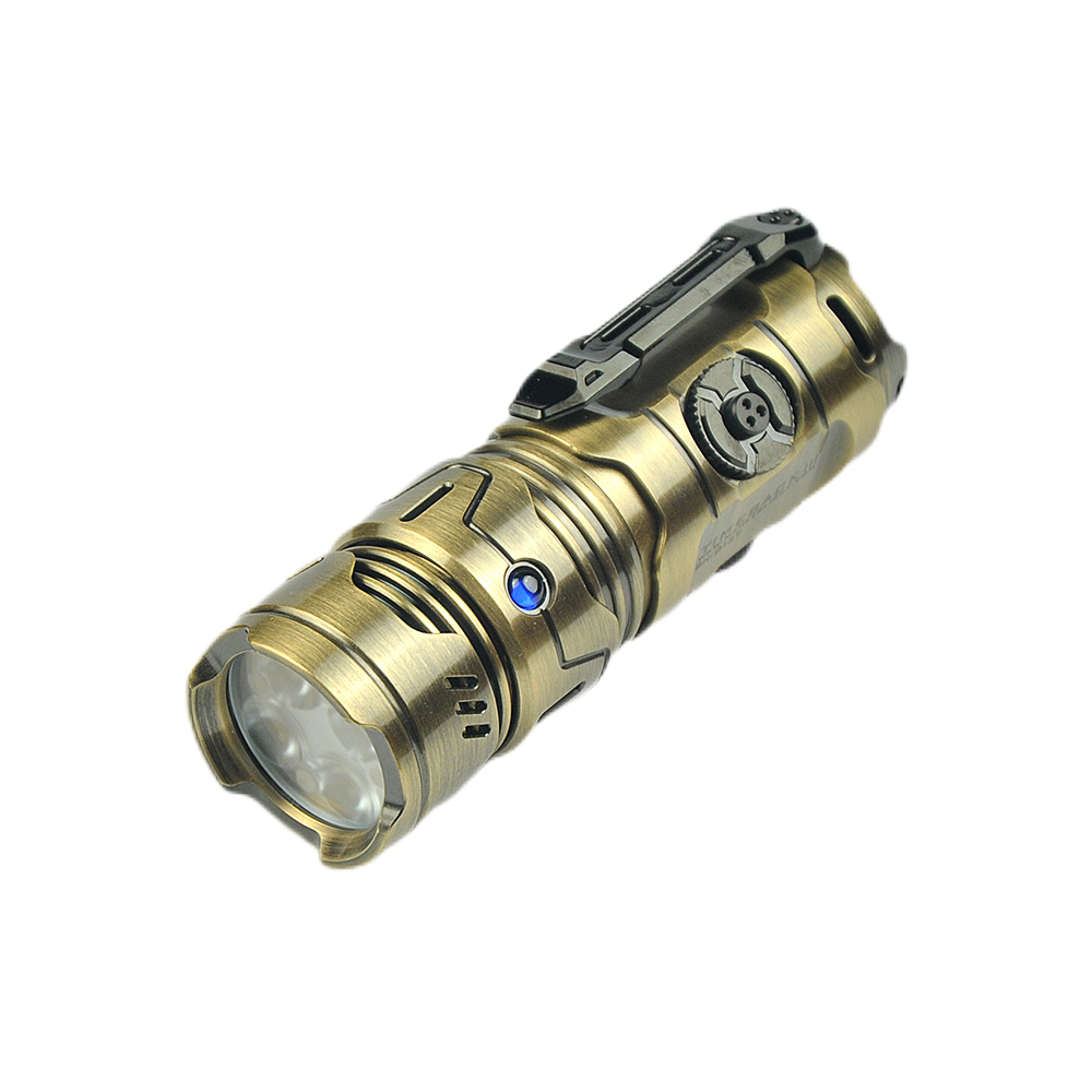 Mankerlight Timeback III EDC Flashlight Spinner Flashlight Use 18350 Battery Brass