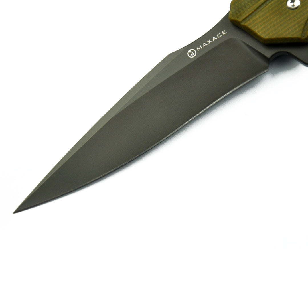 Maxace Knives Ranger MGR03 XW42 Blade Green Micarta Handle Liner Lock Folding Knife