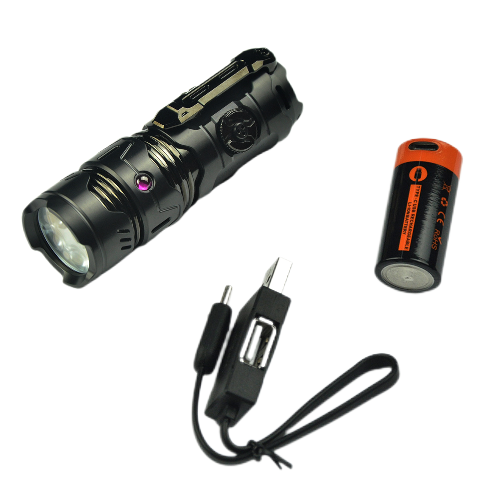 Mankerlight Timeback III EDC Flashlight Spinner Flashlight Use 18350 Battery Titanium Black
