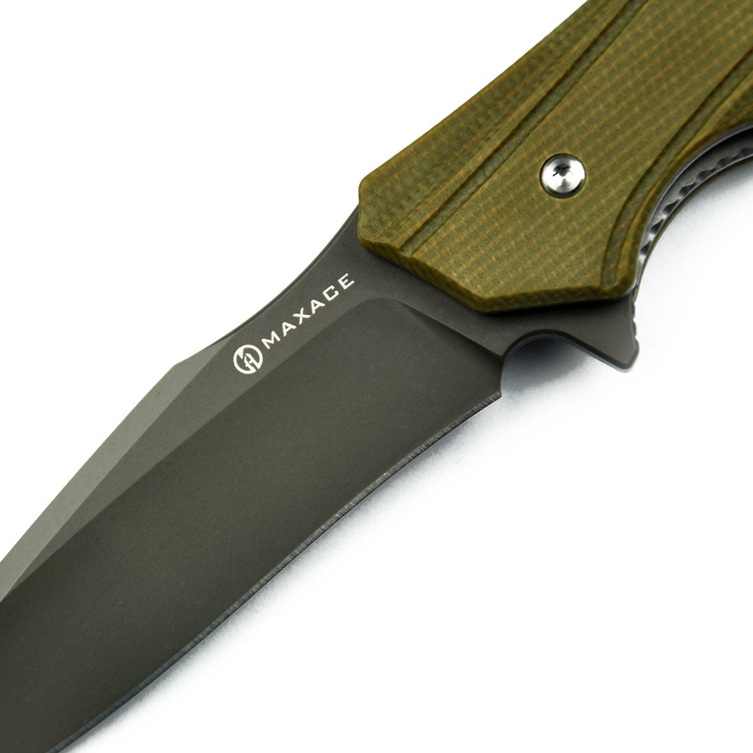Maxace Knives Ranger MGR03 XW42 Blade Green Micarta Handle Liner Lock Folding Knife