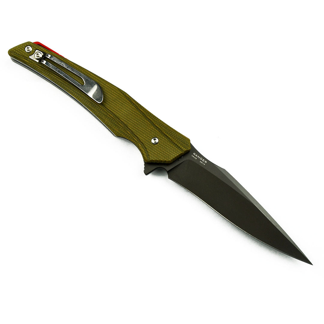 Maxace Knives Ranger MGR03 XW42 Blade Green Micarta Handle Liner Lock Folding Knife