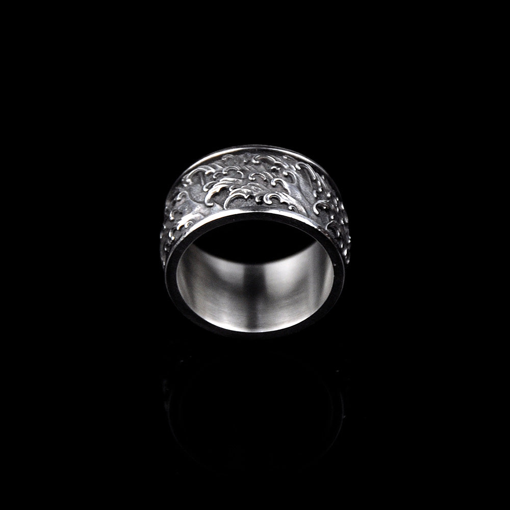 DYQ Jewelry Japan Wave II Ring 925 Silver Ring Wide Ring Man's Ring