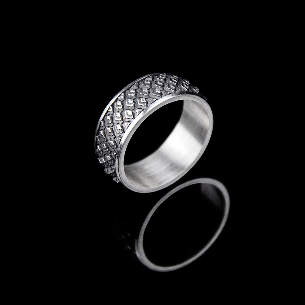 DYQ Jewelry Propitious Clouds 925 Silver Wide Ring Man's Ring