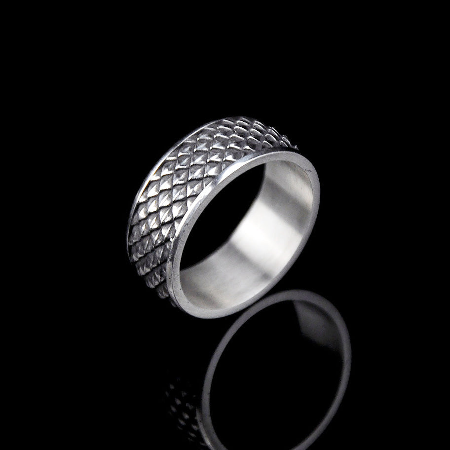 DYQ JEWELRY Dragon Scale Ring 925 Silver Ring Wide Ring Man's Ring