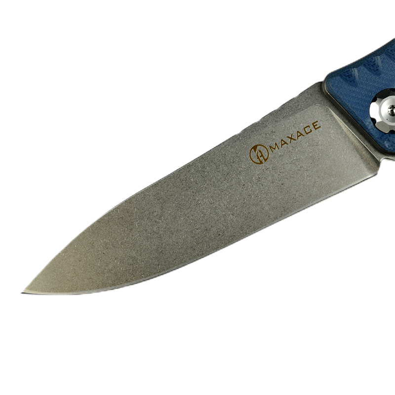 Maxace Zealot MZ205 K110 Plain Edge Blade Blue G10 Handle Liner Lock Folding Knife