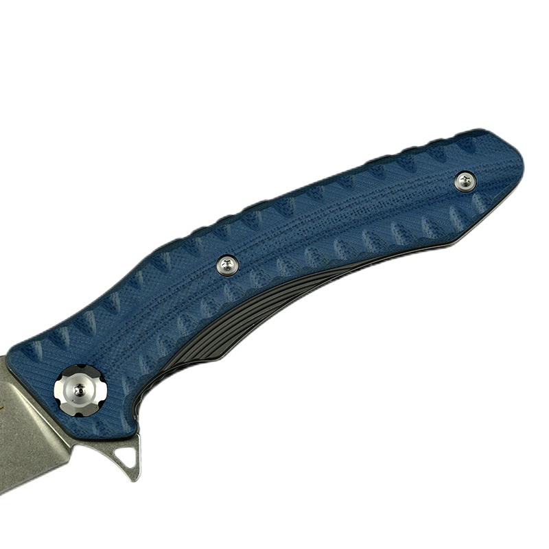 Maxace Zealot MZ205 K110 Plain Edge Blade Blue G10 Handle Liner Lock Folding Knife