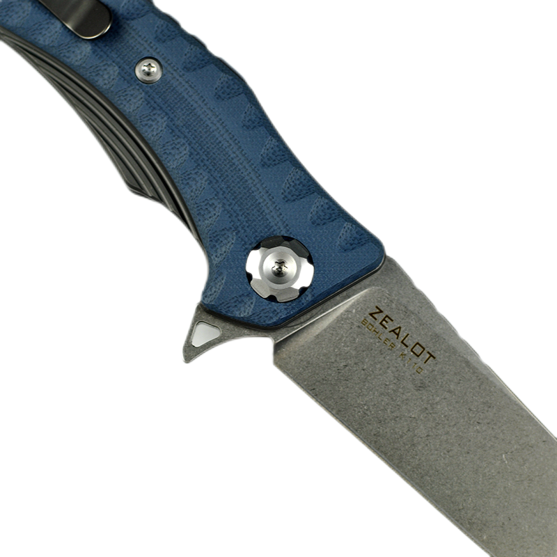 Maxace Zealot MZ205 K110 Plain Edge Blade Blue G10 Handle Liner Lock Folding Knife