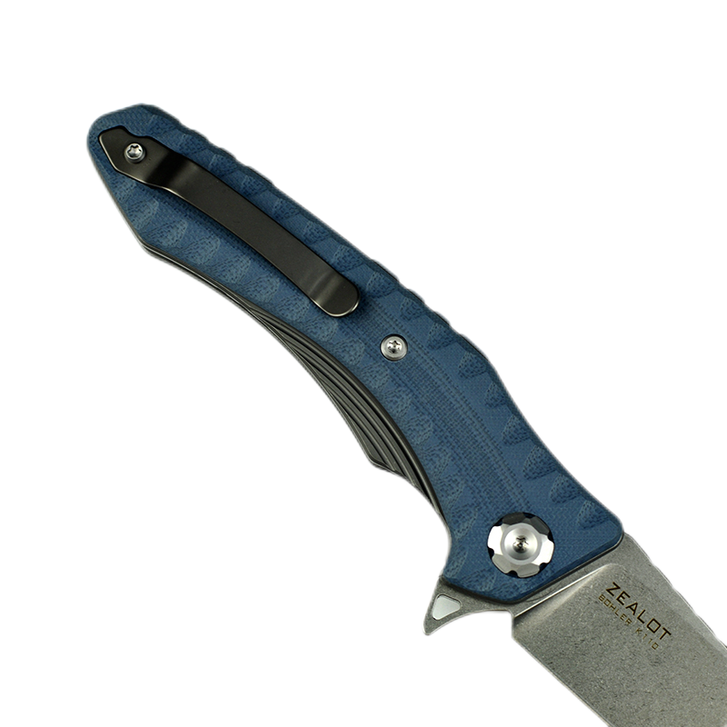 Maxace Zealot MZ205 K110 Plain Edge Blade Blue G10 Handle Liner Lock Folding Knife