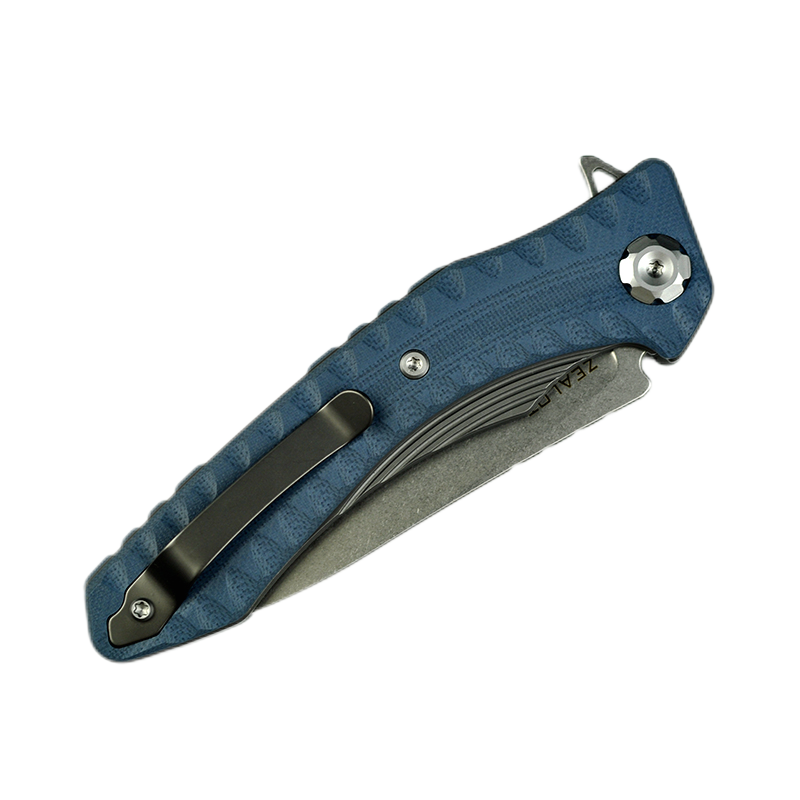 Maxace Zealot MZ205 K110 Plain Edge Blade Blue G10 Handle Liner Lock Folding Knife