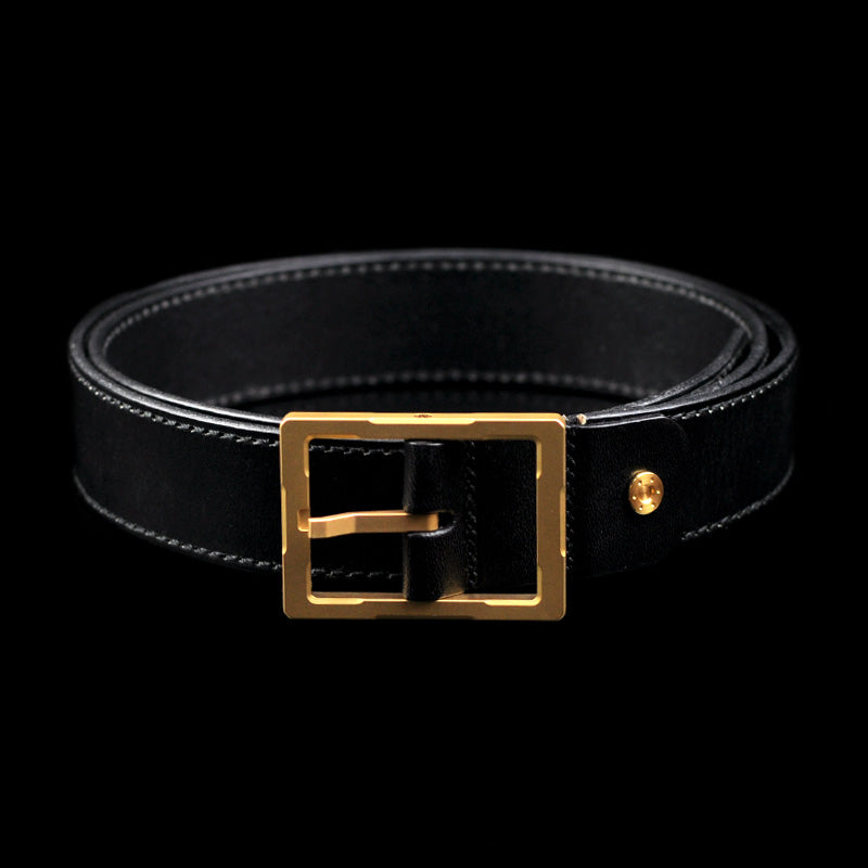 DYQ Jewelry Titanium Belt Buckle Custom Gentleman Minimalism cowhide Belt PVD Gold Titanium