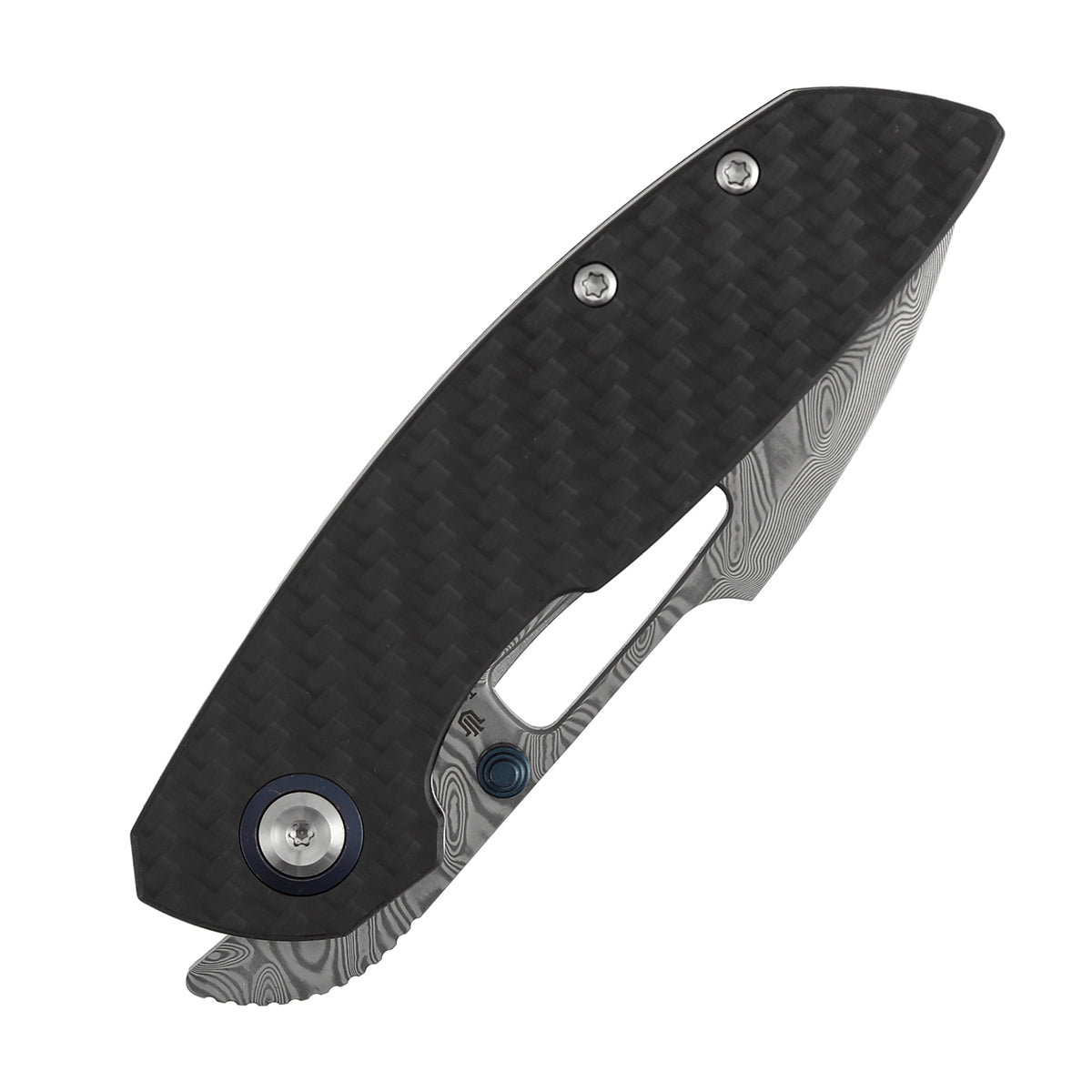 Tenable Link B1068A1 Damascus Blade Twill Carbon Fiber & G10 Handle Liner Lock Folding Knife