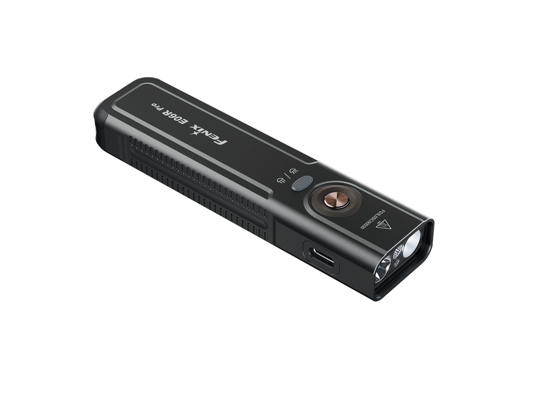 Fenix E06R Pro Black Keychain Light with White, UV, & Red Laser Lights - 1600 Lumens