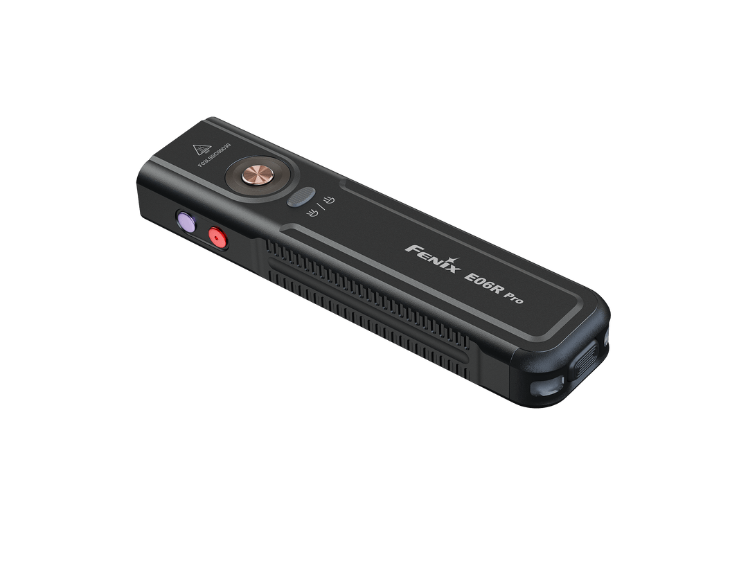Fenix E06R Pro Black Keychain Light with White, UV, & Red Laser Lights - 1600 Lumens
