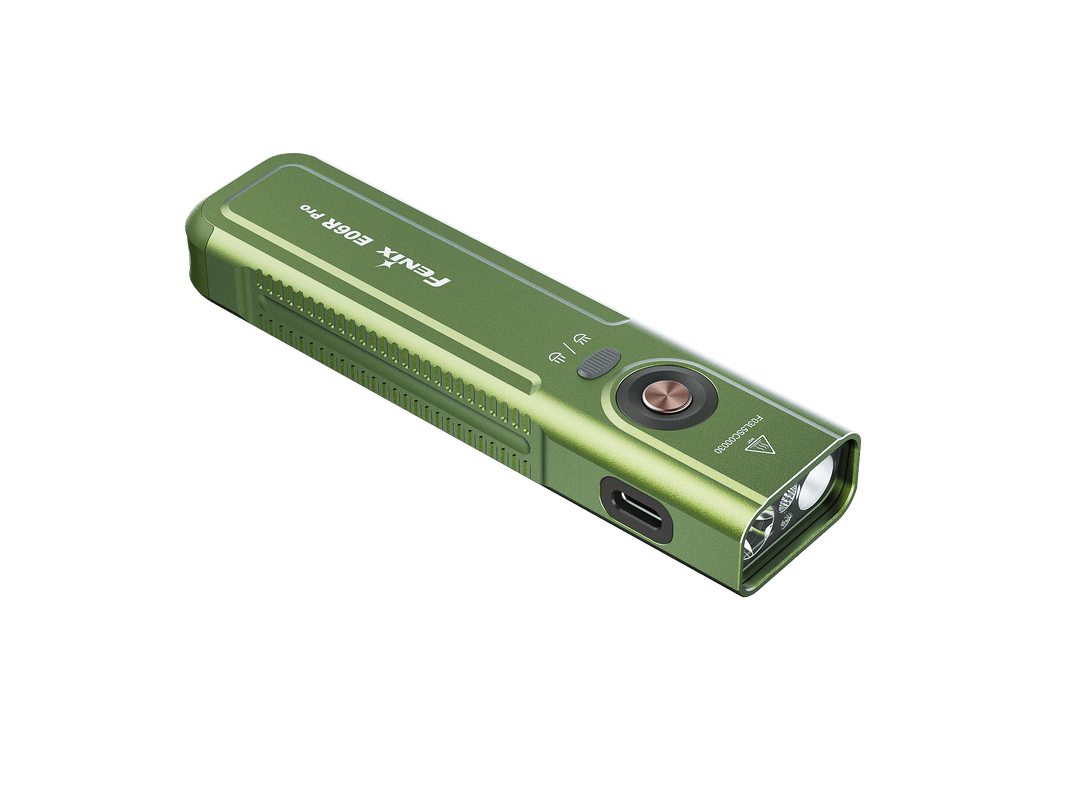 Fenix E06R Pro Green Keychain Light with White, UV, & Red Laser Lights - 1600 Lumens