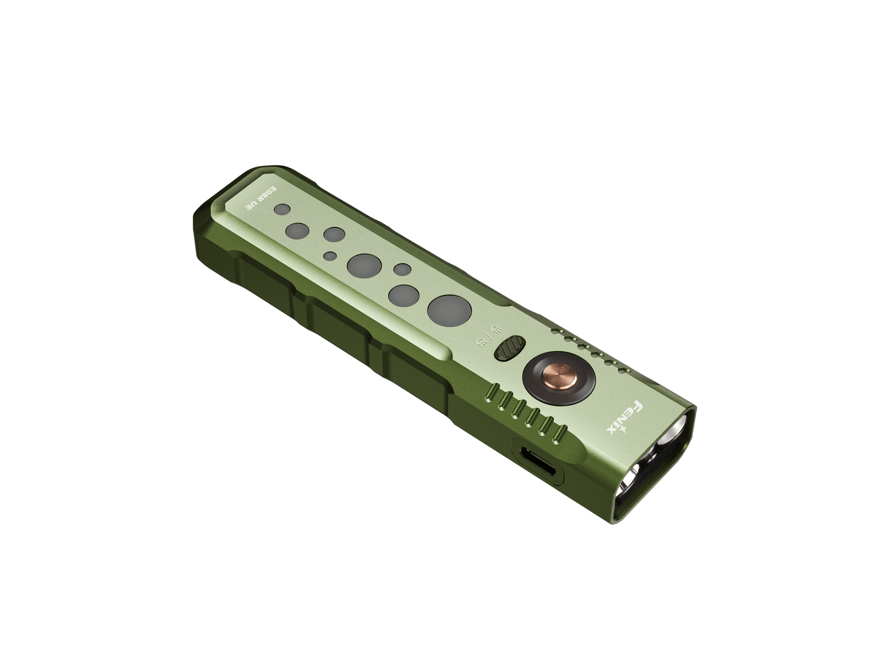 Fenix E08R UE Olive Drab Multi-Light EDC Flashlight With Red Light & Green Laser