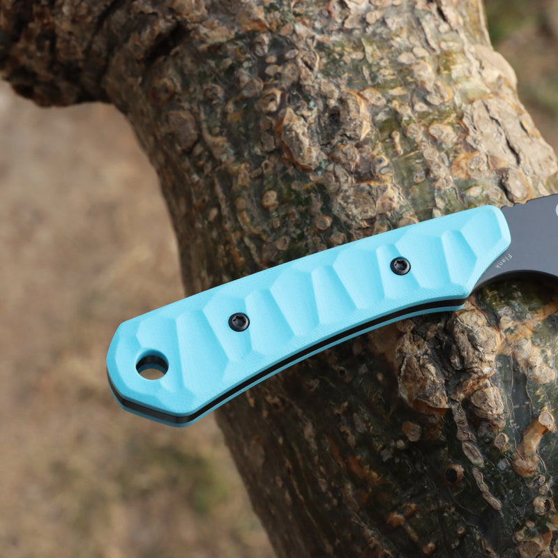 Cuchillo de hoja fija Kansept Flank G006A6 D2 con mango G10 azul cielo