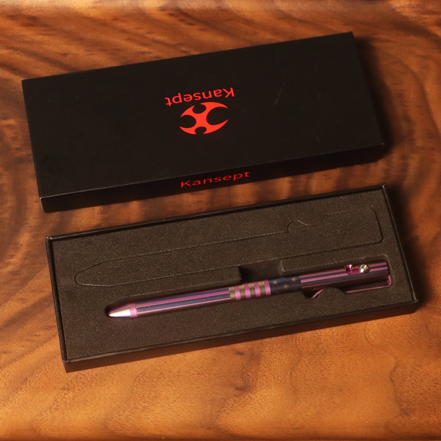 Kansept Titanium EDC Bolt-Action Pen G013H1– Professional Fine Tip Ballpoint with American Flag Pattern