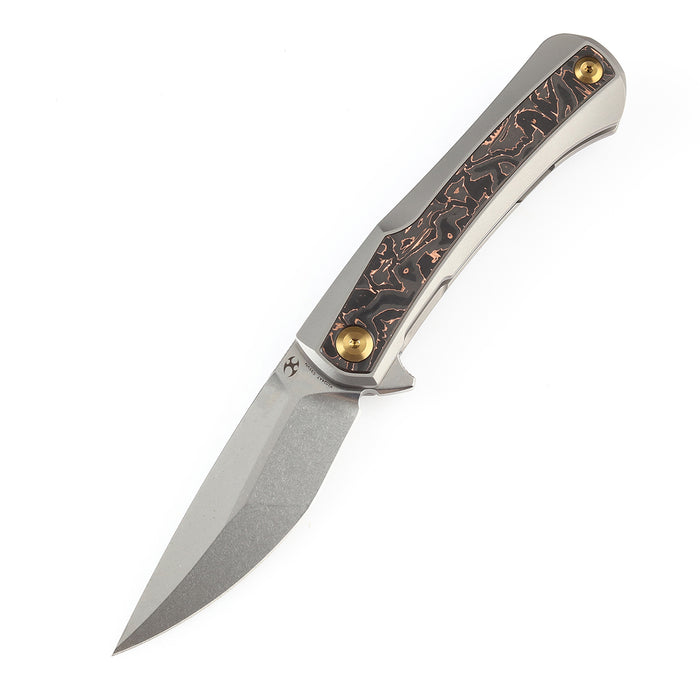 KANSEPT Kratos K1024A7 CPM S35VN Blade Titanium + Copper Carbon Fiber Inlay Handle Frame Lock