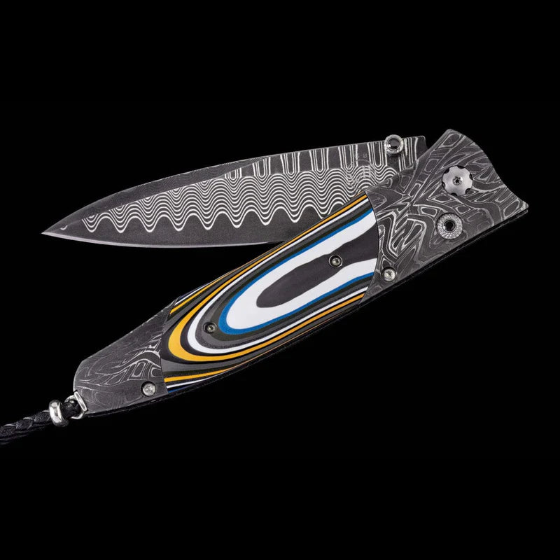 William henry B30 0CTANE Damascus Blade Damascus Handle Pocket Knife Button Lock Knives
