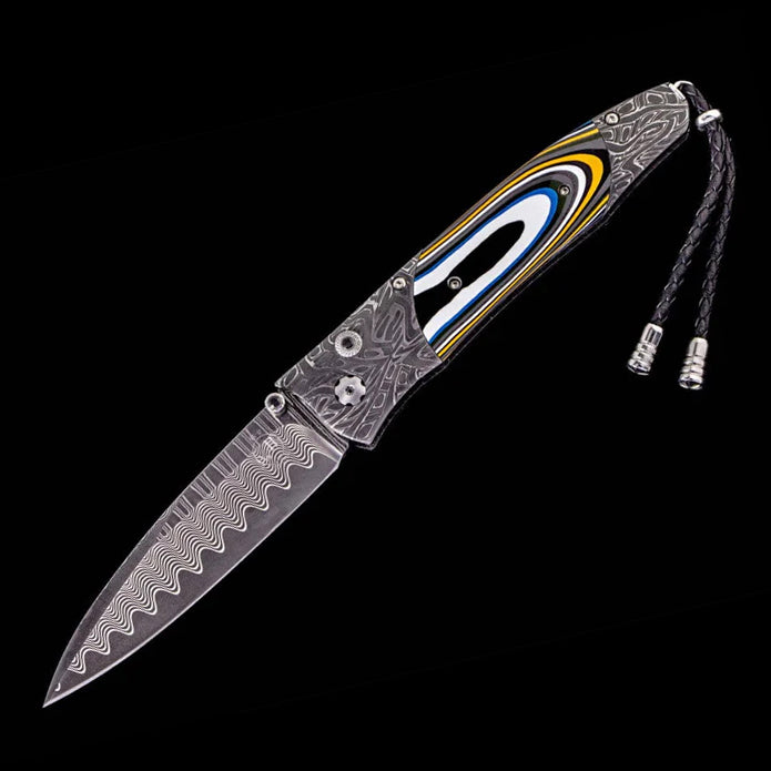 William henry B30 0CTANE Damascus Blade Damascus Handle Pocket Knife Button Lock Knives