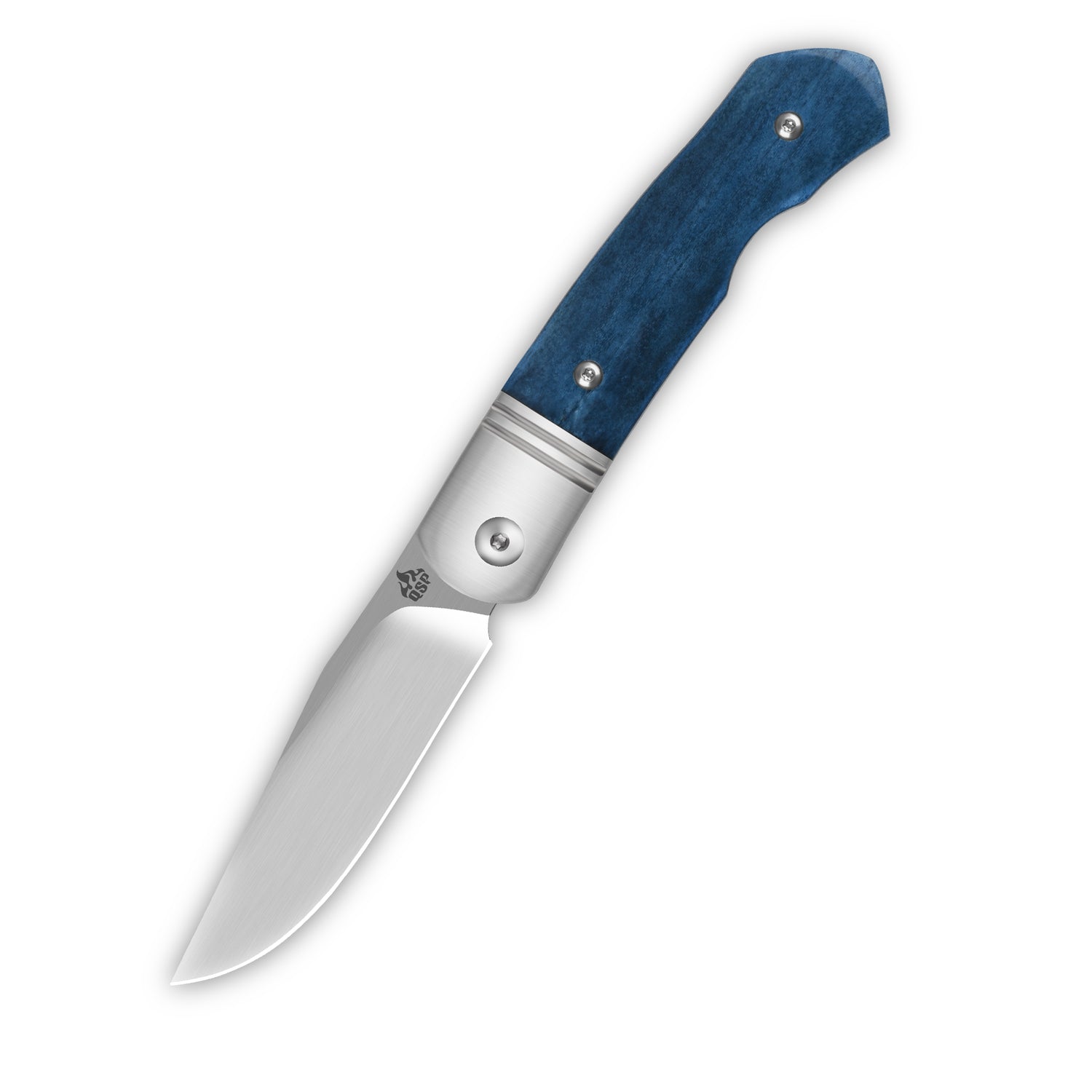 QSP Heron QS175-C Nitro-V Blade Blue Bone Handle Clip Point Lock Folding Knife