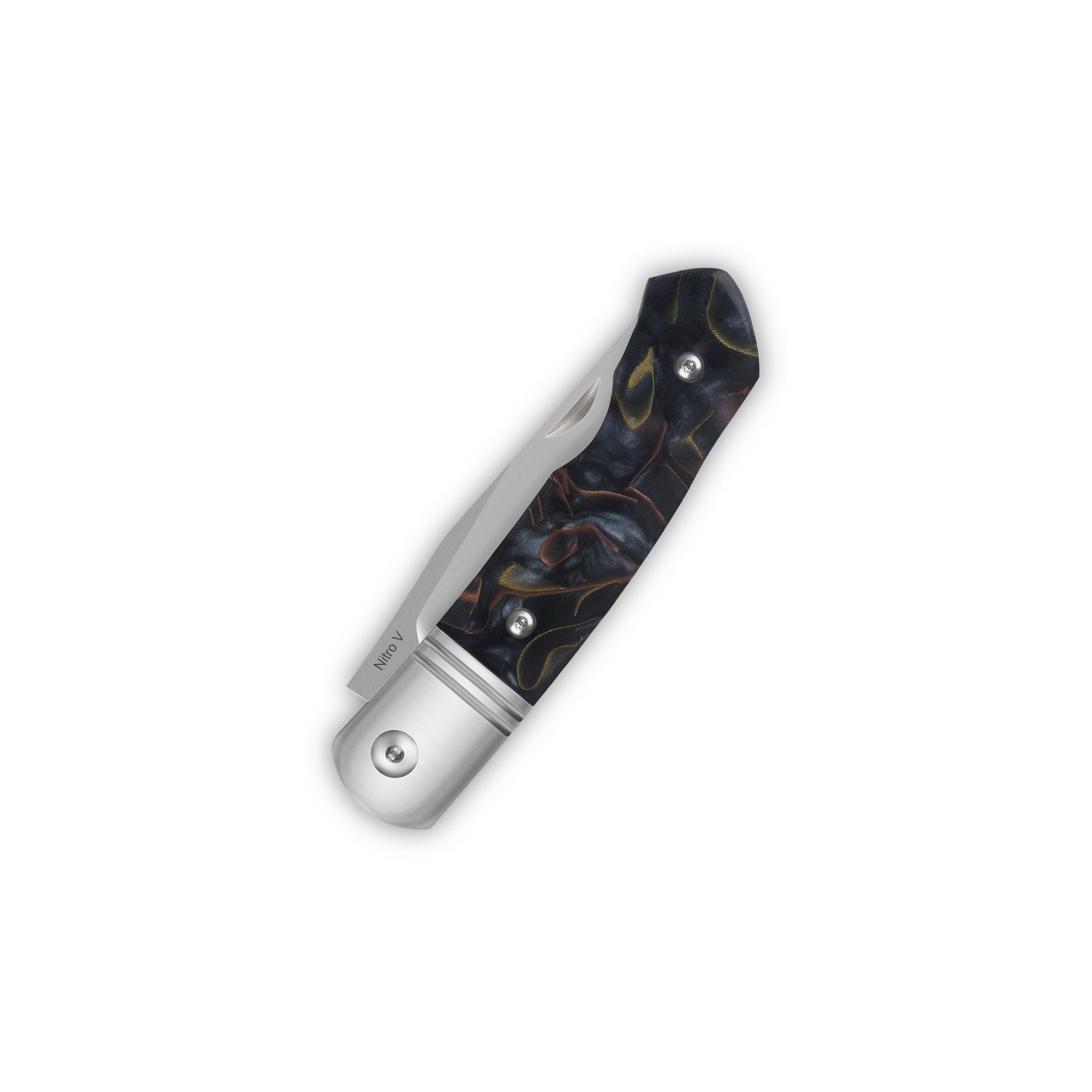 QSP Heron QS175-B Nitro-V Blade Brass Copper Mesh Resin Handle Clip Point Lock Folding Knife