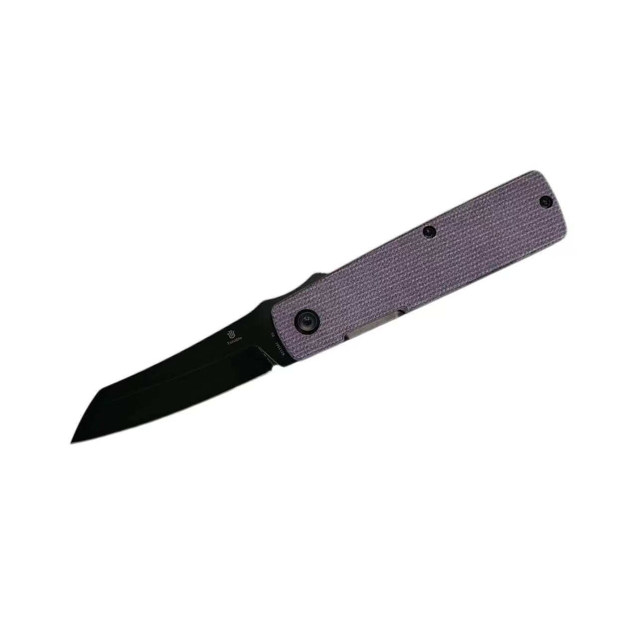 Tenable Higonokami B2135A1 Black Stonewashed D2 Blade Purple Micarta Handle Liner Lock Folding Knife