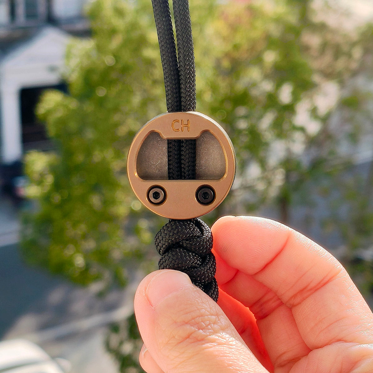 Cpprhd POP Bead Titanium Bottle Opener Limited Paracord Knife Lanyard Bead Anodized Brown